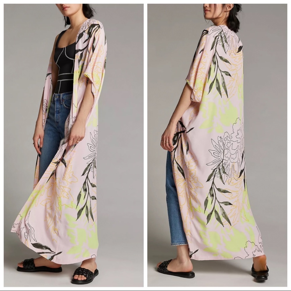 Anthropologie x Bel Kazan Open-Front Short Sleeve Duster Kimono NWT One Size